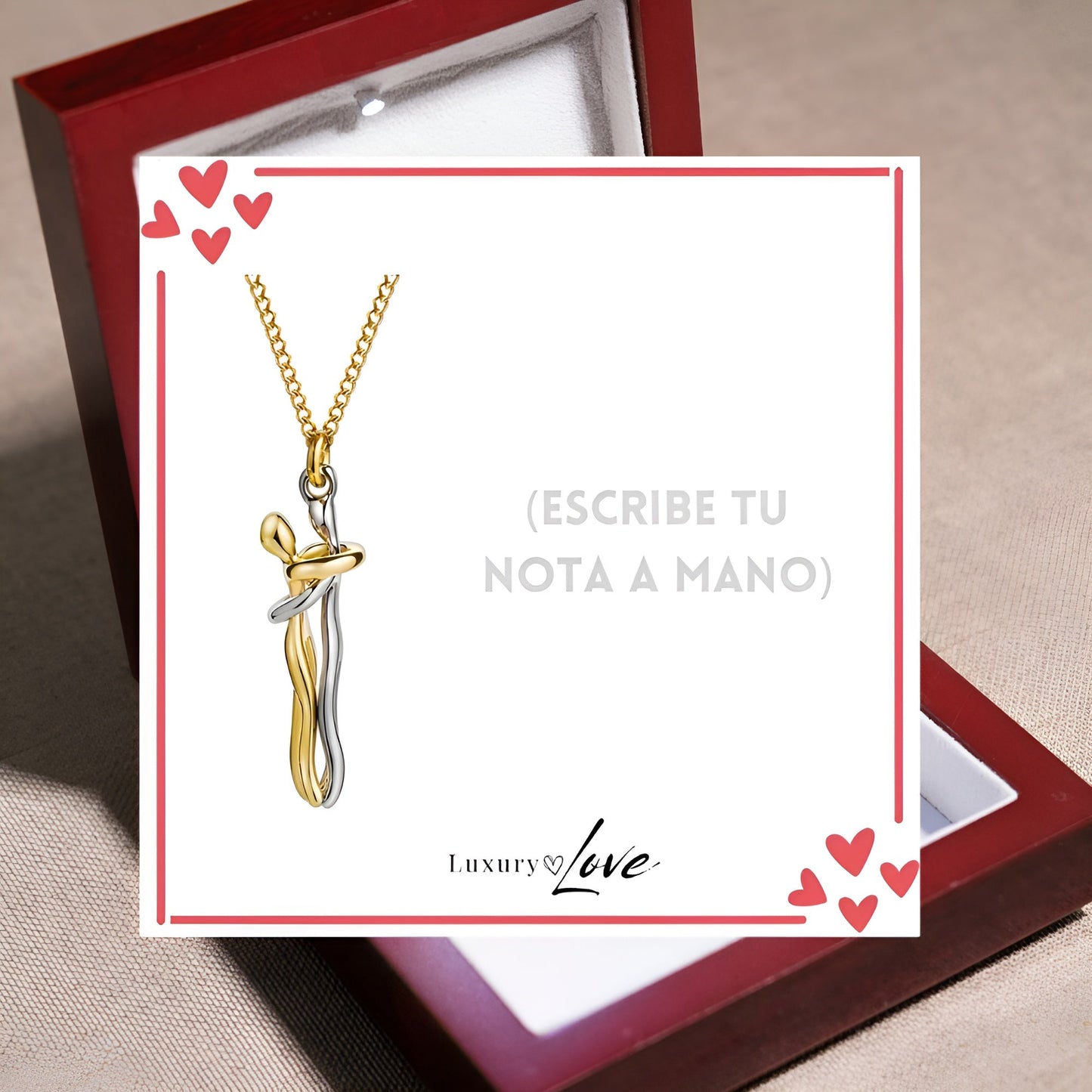 Collar Abrazo-Eterno® para mi Madre (con Nota especial y Caja de madera con luz)