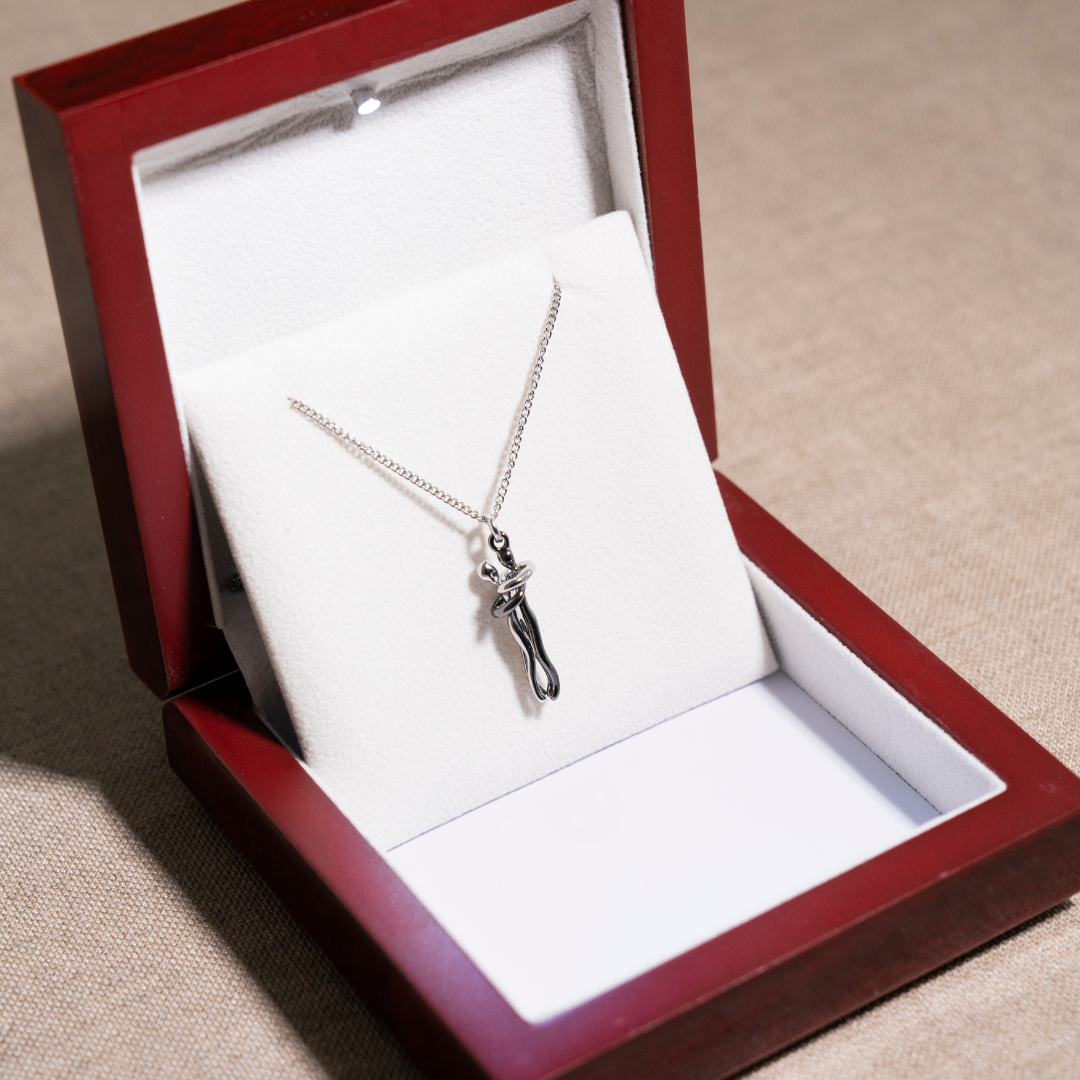 Collar Abrazo-Eterno® para mi Madre (con Nota especial y Caja de madera con luz)