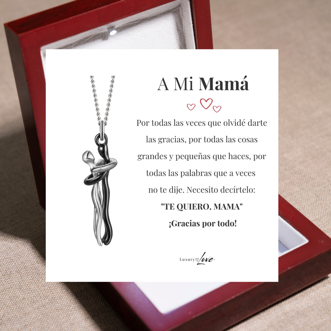 Collar Abrazo-Eterno® para mi Madre (con Nota especial y Caja de madera con luz)