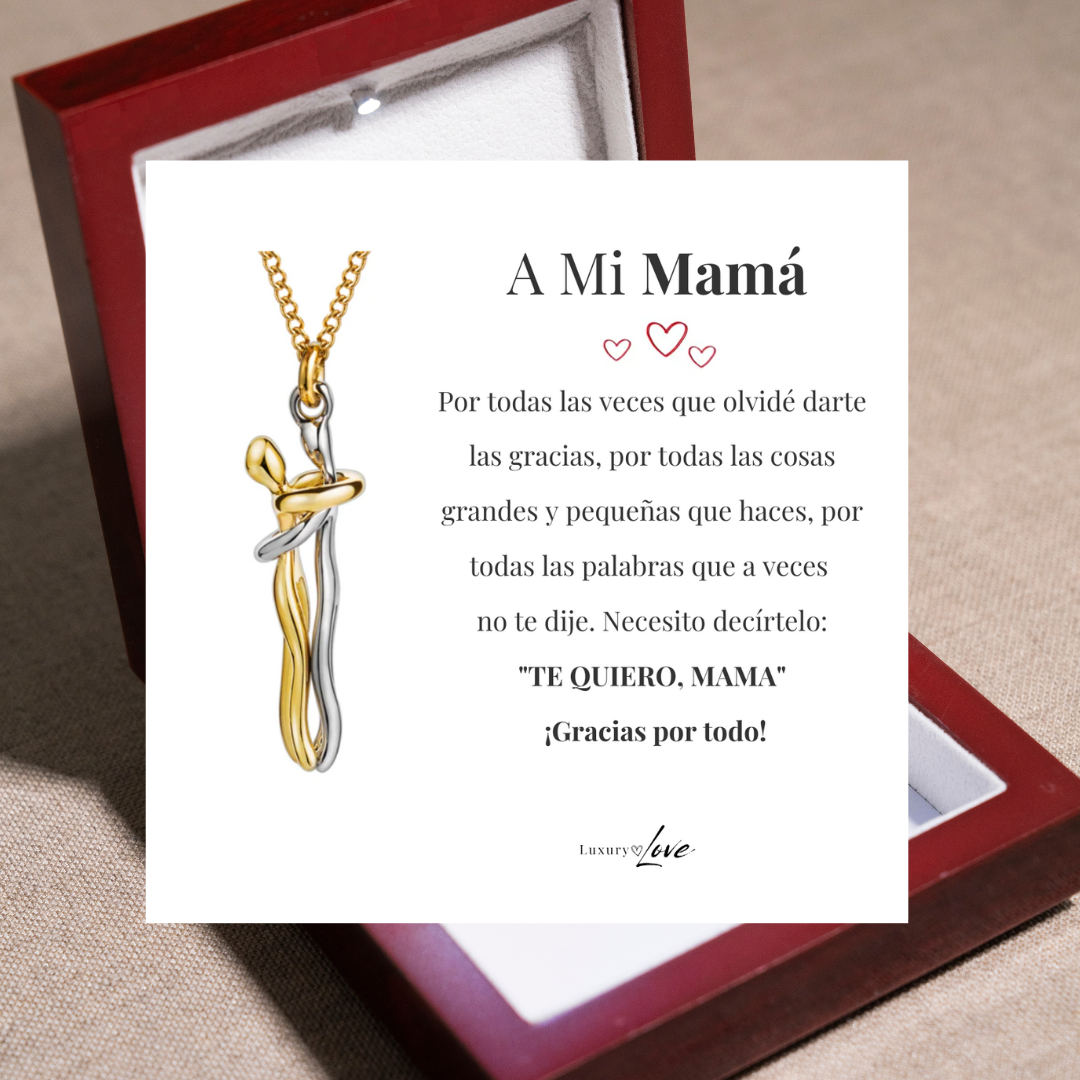 Collar Abrazo-Eterno® para mi Madre (con Nota especial y Caja de madera con luz)