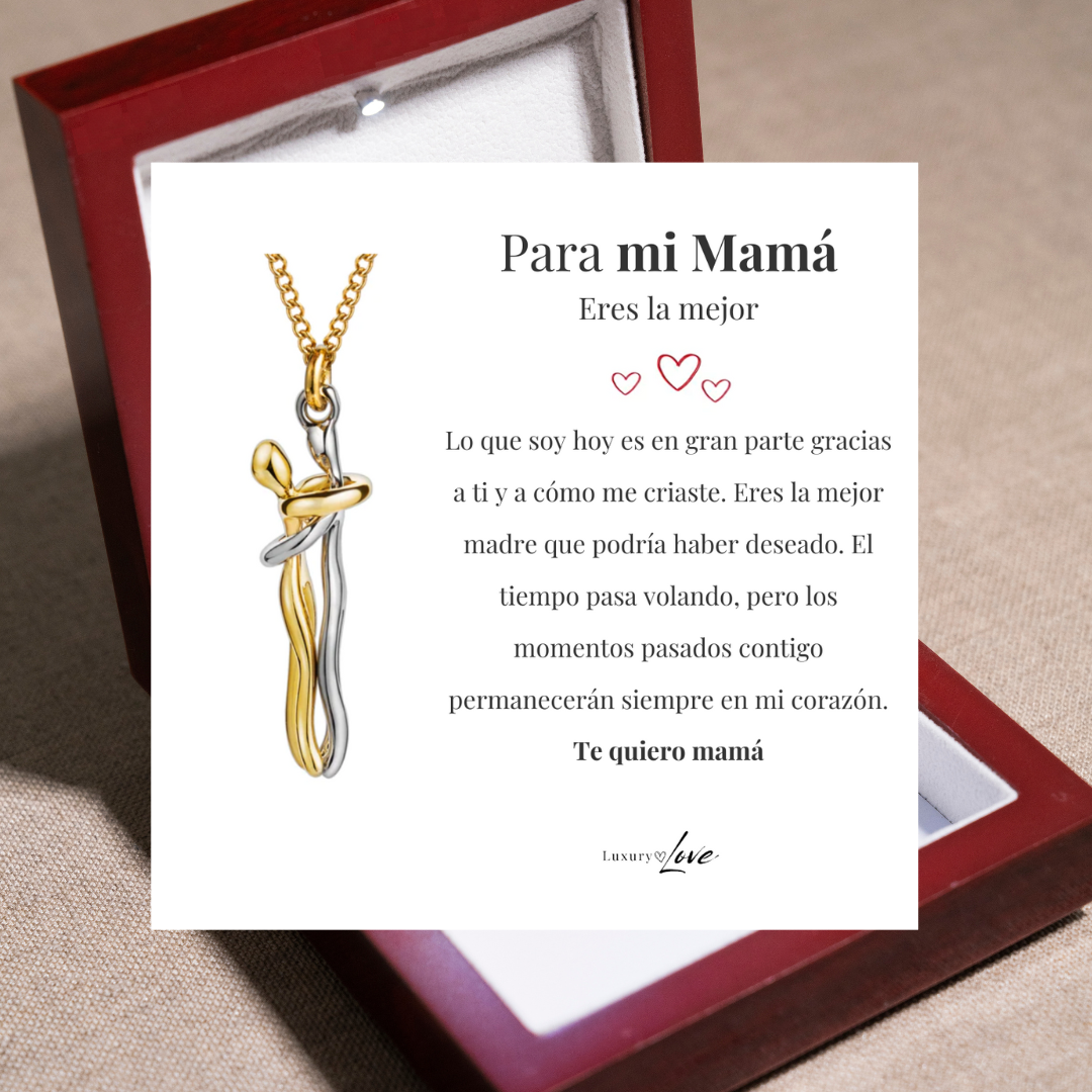 Collar Abrazo-Eterno® para mi Madre (con Nota especial y Caja de madera con luz)