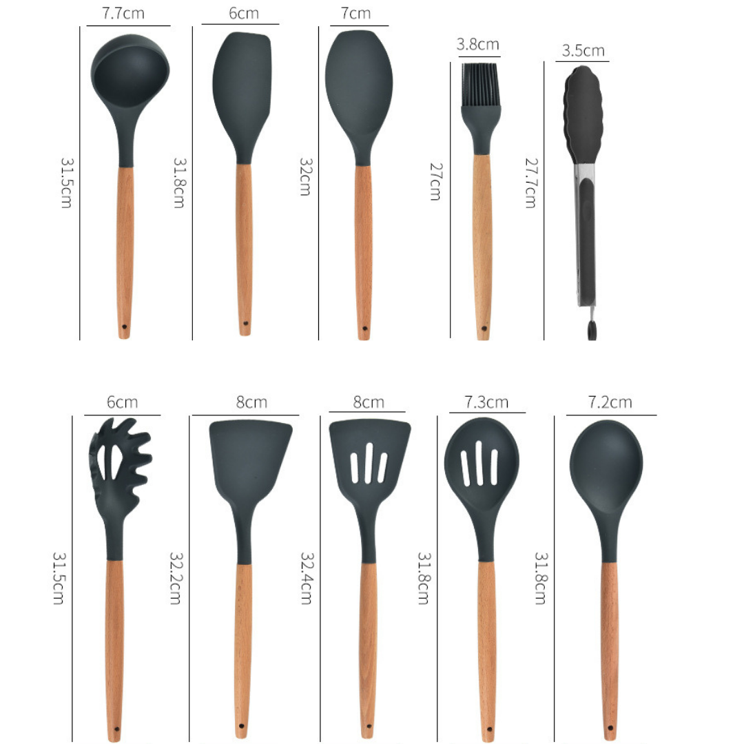 Set de 11 utensilios de cocina alta resistencia