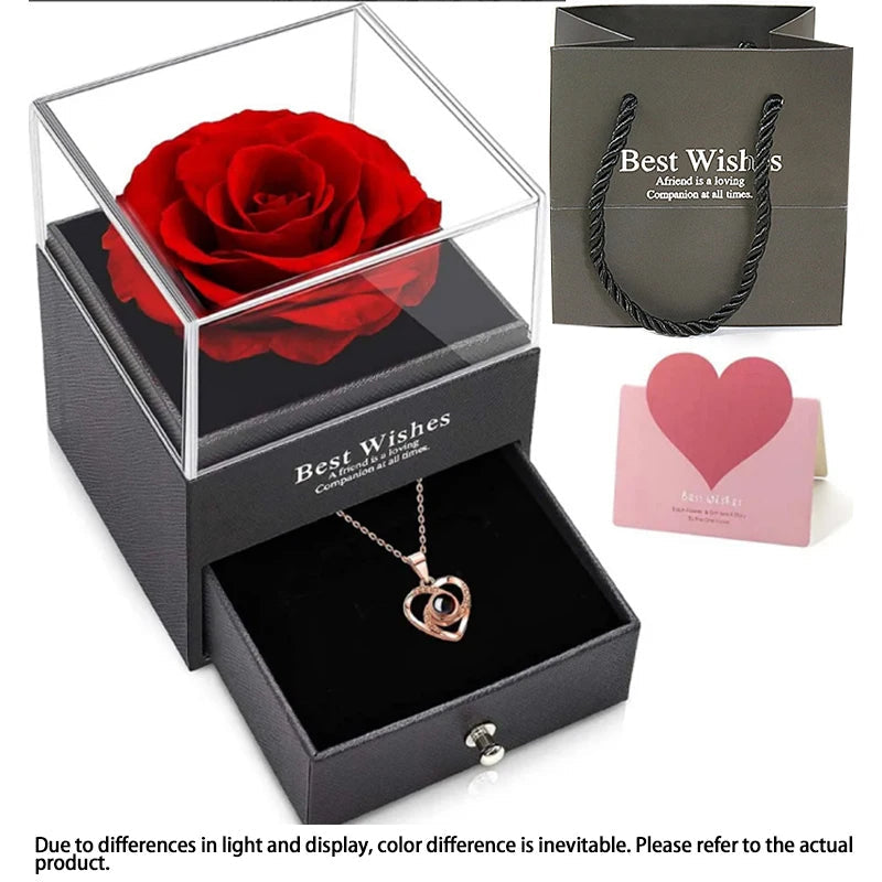 Rosa Eterna | Flor Auténtica y Collar de Regalo | SAN VALENTIN