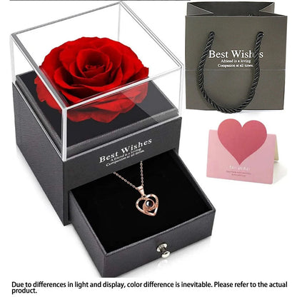Rosa Eterna | Flor Auténtica y Collar de Regalo | SAN VALENTIN