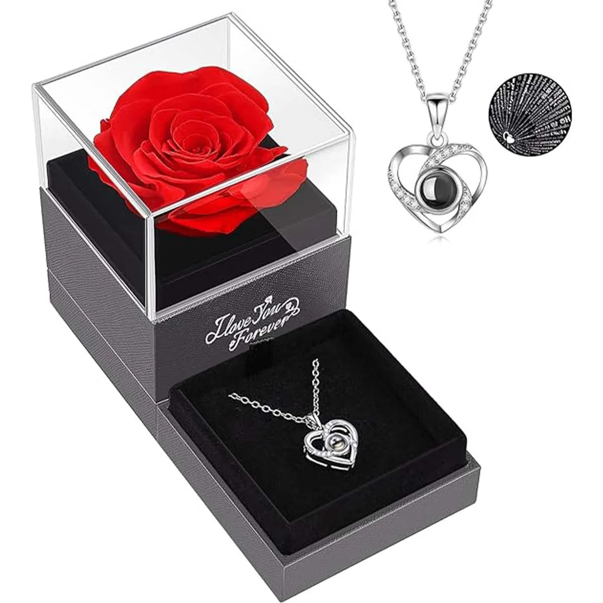 Rosa Eterna | Flor Auténtica y Collar de Regalo | SAN VALENTIN
