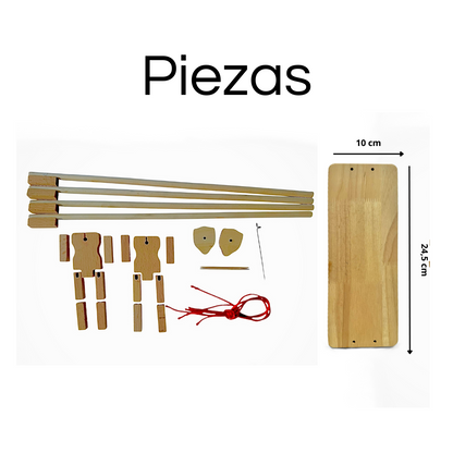 Figuras de madera con cabezas de globo