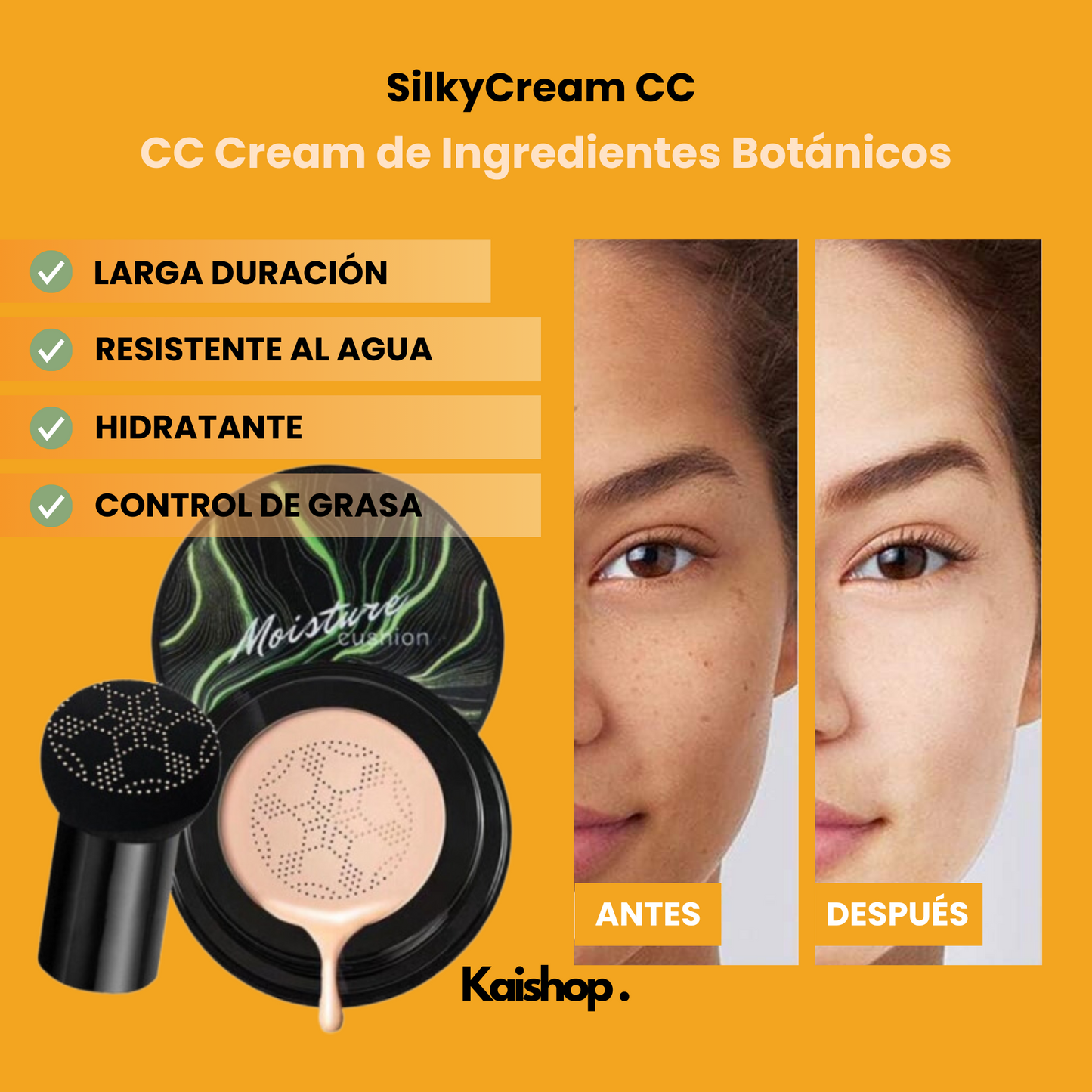 {OFERTA EXCLUSIVA DE REBAJAS}Base de maquillaje SilkyCream CC + Brocha de Regalo (2X1)