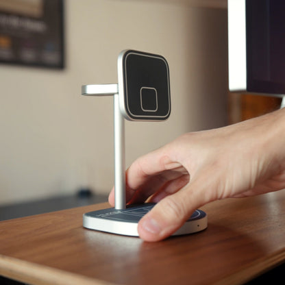 Soporte de carga inalámbrica magnético creativo 3 en 1 de 3-Point Power KUXIU - Gris