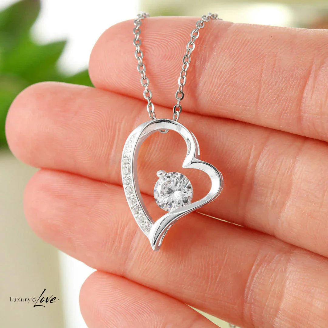 Regalo para mi Mamá - Collar corazón con caja de regalo con osito y rosa real
