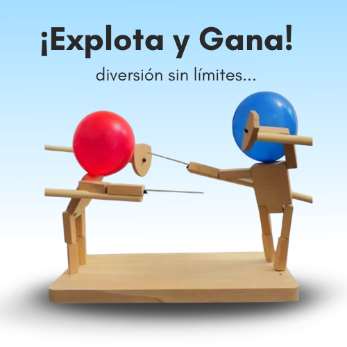 Figuras de madera con cabezas de globo