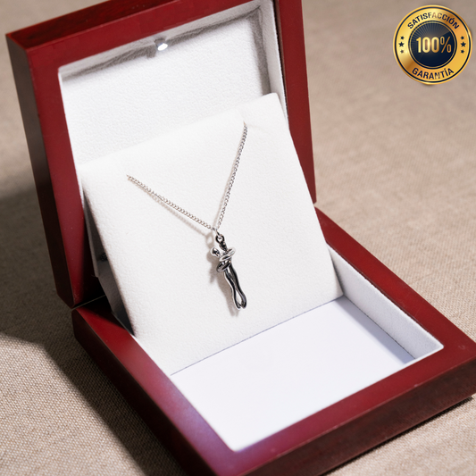 Collar Abrazo-Eterno®  para mi Madre (con Nota especial y Caja de madera con luz)