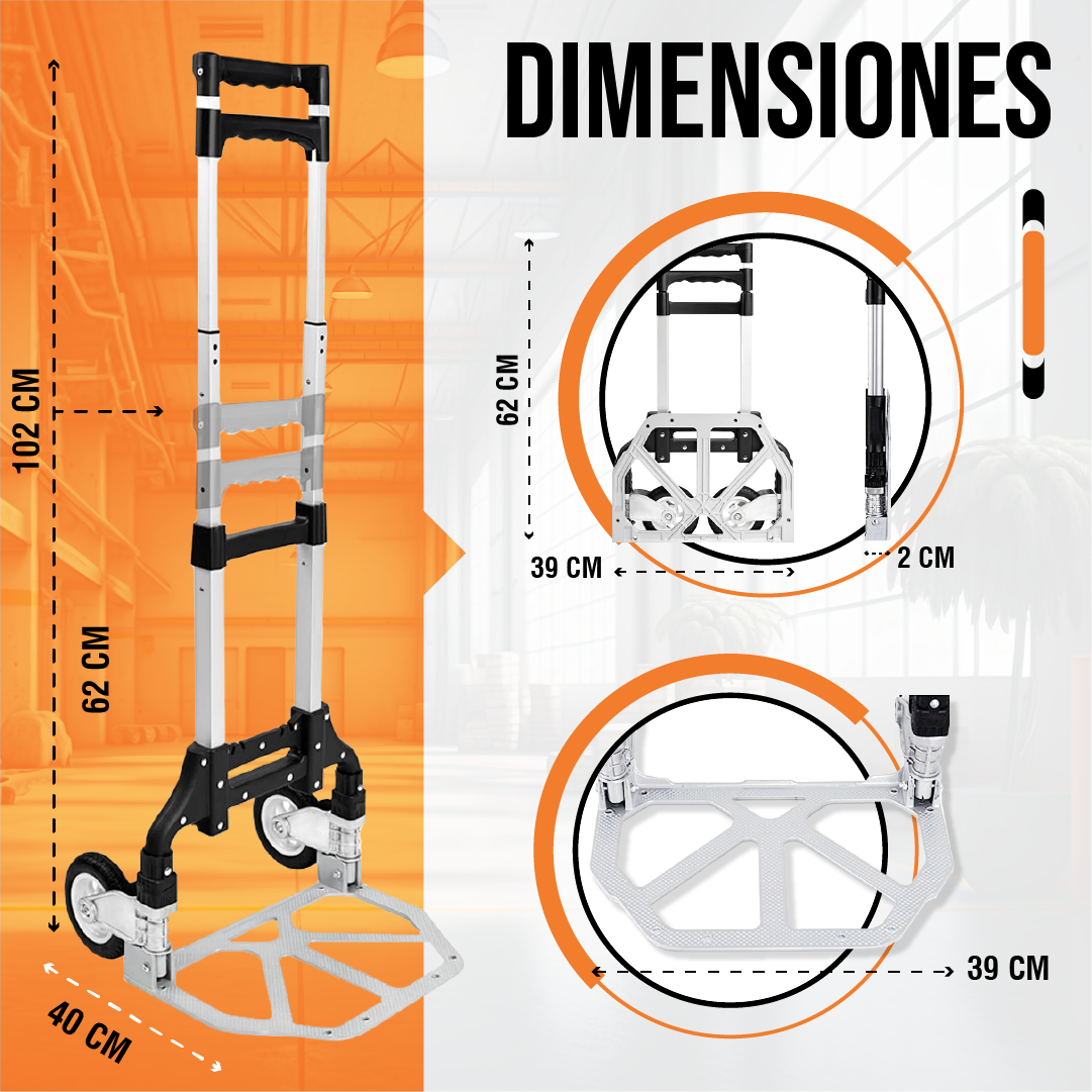 Carretilla Plegable de Aluminio + Cuerda
